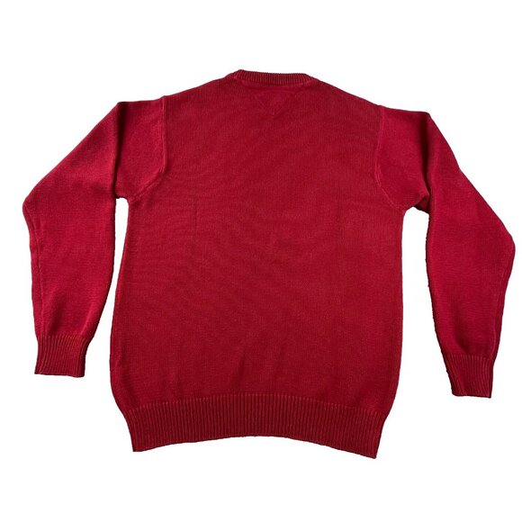 VTG Tommy Hilfiger Men's Large Red Flag Pullover Sweater Heavy Y2K Streetwear - Picture 2 of 10